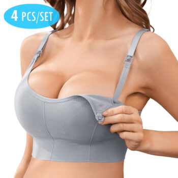 Removable Adjustable Strap Nursing Bra Set – Wireless Soft Breathable Maternity Bras