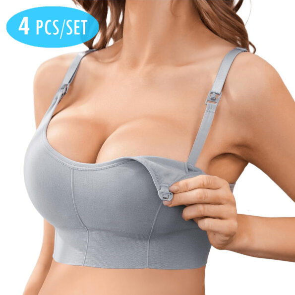 Removable Adjustable Strap Nursing Bra Set – Wireless Soft Breathable Maternity Bras