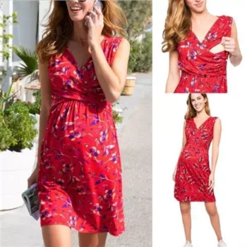 Women maternity dress red pregnancy clothes Big Size