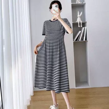 Maternity Summer Dress Large Size T-Shirt Long Dress