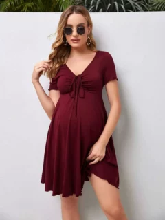 Maternity Drawstring Dress Maternity Clothes Summer Casual 1 O1CN01povmFP2JW529SyMzO_2215781349428