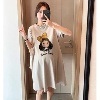 Fashionable Summer Maternity Dress - Casual Sweet Loose T-Shirt Dress for Plus Size and Petite Moms 1 kf-S2c052ea938954499b8f33523eebd69b3D