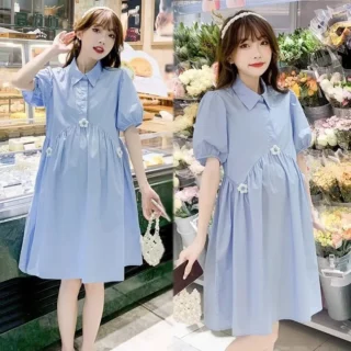 Maternity Summer Dress Set Chao Mom Maternity Set Petite Plus Size Loose Summer Nursable Skirt Maternity Dresses 1 kf-S37d9d2fcc64c42c18ad899cdfbf85088J