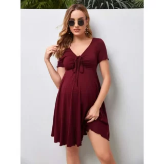Maternity Dresses Summer Pure Colour V-neck Women Dress Loose Plus Size Pregnant Skirts Casual Clothing 1 kf-S75773cc0af5d43479822061940af8d49x