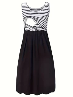 Maternity Nursing Sleeveless Mini Dress Stripe Splicing Comfortable Maternity Wear for Pregnant Women 1 kf-Sdbdfd96d82554b84bbf69dc6a8fa9cecl