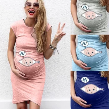 Cute Maternity Dress Loose Casual Dress Women Maternity Clothes Plus Size Pregnant Woman Maternity Dress