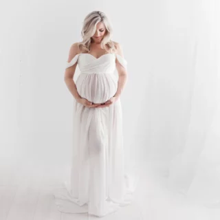 Maternity Dresses for Photo Shoot Off ShouldeShort Sleeve Mesh Sheer Split Long Pregnancy Dress Women Maternity Clothes 1 kf-Seaa7cf41d5a3499bb48ebe4866746ee6i
