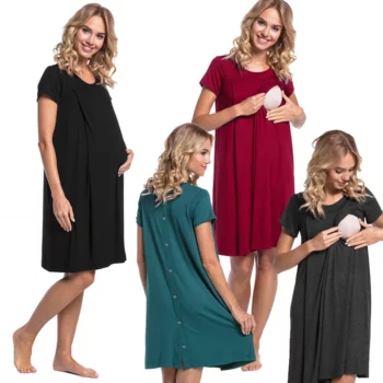 Short Sleeve Double Sides Hidden Opening Pregnant Woman Delivery Hospital Nursing Gown