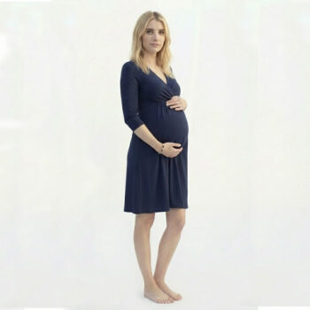 New V-neck Fashion Pregnancy Dress Knee Long Sleeve Solid Color Maternity Dress Suitable For Shopping