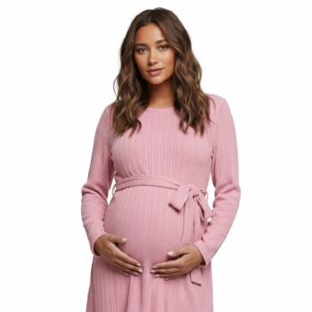 American Style Fashion Maternity Dress Ties Waist Autumn Winter Long Sleeve A Line Clothes for Pregnant Women Youth Pregnancy