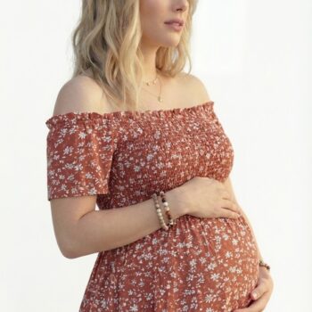 2024 summer Korean version of the new slimming fashion line shoulder floral skirt temperament maternity dress