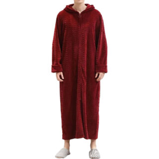 Men's Plus Fat and Oversized Home Clothes Winter Flannel Pajamas Zipper Bathrobe Warm Pajamas Solid Color Long Pajamas 1 kf-S0a7cce329f994538a8a4349351e66a19I