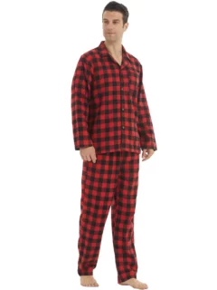 Men's Flannel Pajamas Set Plaid Cotton Button-Down Sleepwear Warm Soft Lounge Pjs for Comfortable Nightwear 1 kf-S2a2cf9218a424cb096eda27235daf4eeK