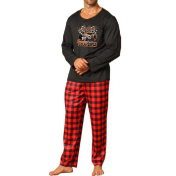 Two piece sets men's pajamas autumn and winter long sleeved pants car letters sleepwear set