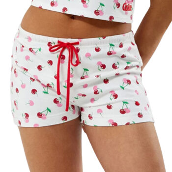 Women Lightweight Cotton Pajama Shorts with Elastic Waistband and Cute Animal Print Design for Summer Lounging