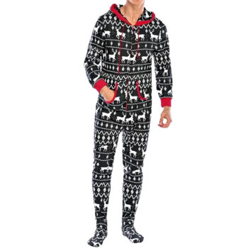 Men's Pajamas Home Wear Printed Pajamas Men's Long-sleeved One-piece Men's European and American Christmas Men's Pajamas Fall