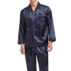 Silk Satin Pajamas for Men Sleepwear Cozy Soft Print Long Sleeve Nightgown Tops + Trousers Two Pieces Mens Pajama Set