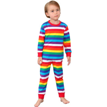 Kids Pajamas Boys Pyjamas Set Toddler Rainbow Stripe Pijamas Children Halloween Carnival Sleepwear Party Gift Pjs