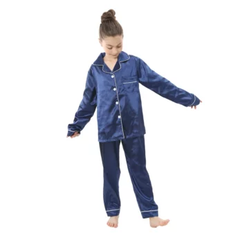 Children's Loungewear Teenage Satin Sleepwear Spring Autumn Boy Girl Pajamas Kids Long Sleeved Pajama Set