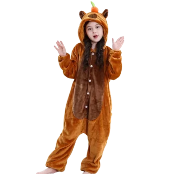 Carnaval Capybara Flannel Blanket Sleepers Onesie Hooded Children Costume Clothes Jumpsuit Sleepwear For Boys Girls