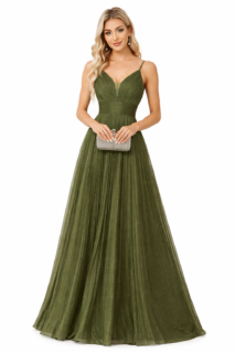 Luxury A-Line Deep V-Neck Evening Gown Elegant Pleated Formal Wedding Party Dress