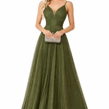 Luxury A-Line Deep V-Neck Evening Gown Elegant Pleated Formal Wedding Party Dress