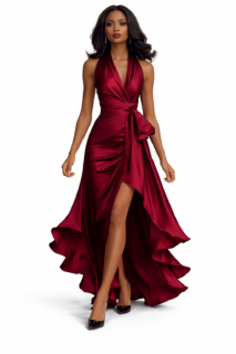 Elegant V-Neck Ruffle Sleeveless Maxi Dress with Side Slit 1 Elegant V-Neck Ruffle Slit Maxi Dress Sleeveless Summer Evening Gown