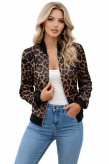 Women’s Leopard Pattern Full-Zip Lightweight Jacket