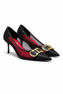 Women's Red Cutout 7cm Heels 1 Women’s Red Cutout Pointed Toe Heels 7cm Elegant Mesh Stiletto Pumps