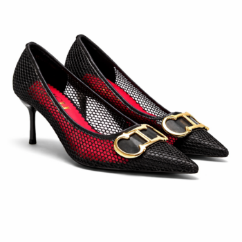 Women’s Red Cutout Pointed Toe Heels 7cm Elegant Mesh Stiletto Pumps