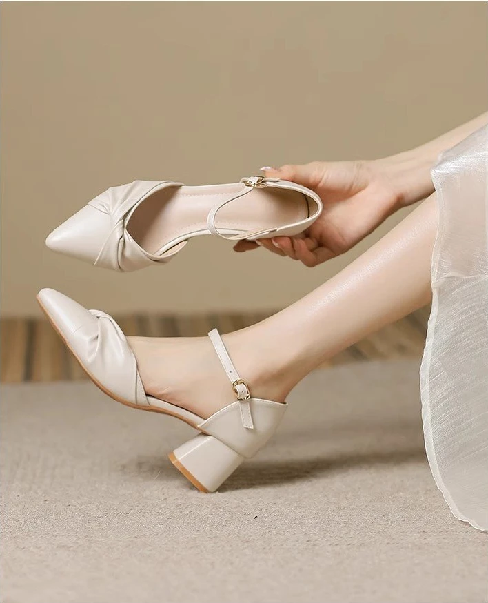 Women's Bow Ankle-Strap Block Heel Pumps