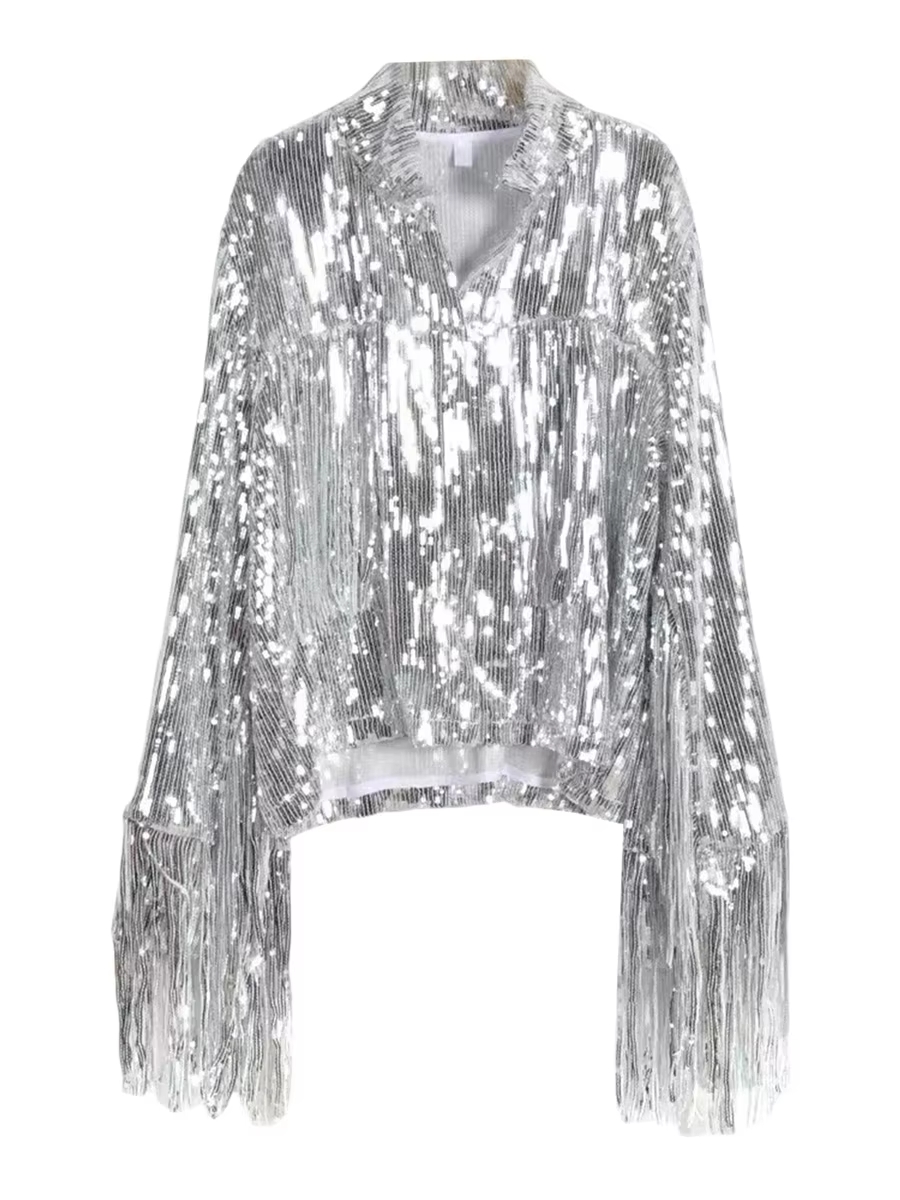 Sequined Tassel Open-Front Blazer - Women's