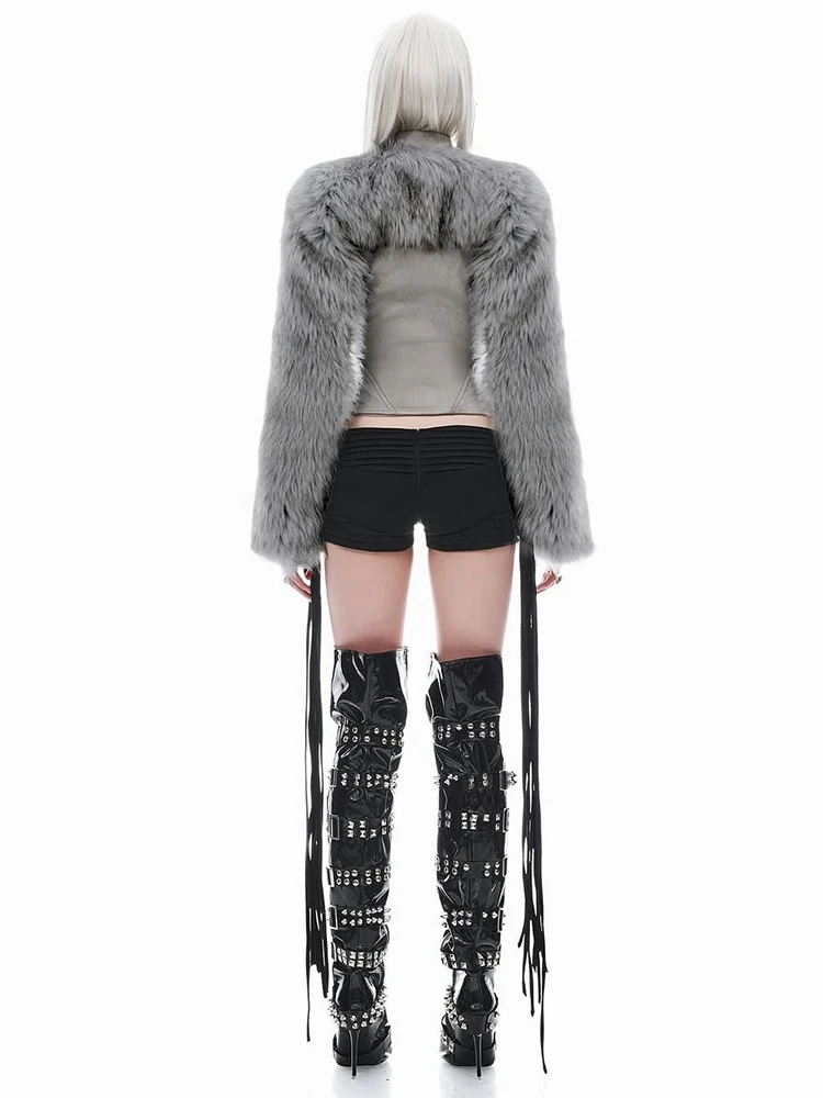 Flocked Patchwork Asymmetrical Zip-Up - Women's