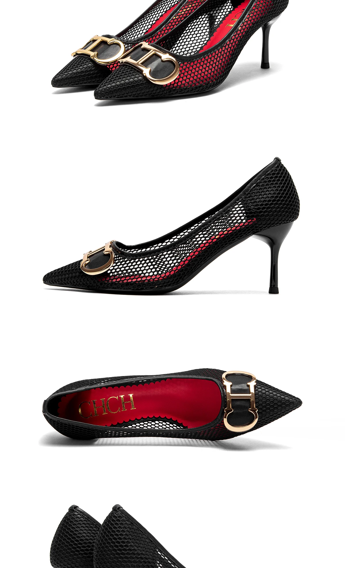 Women's Red Cutout 7cm Heels 3 Women's Red Cutout 7cm Heels