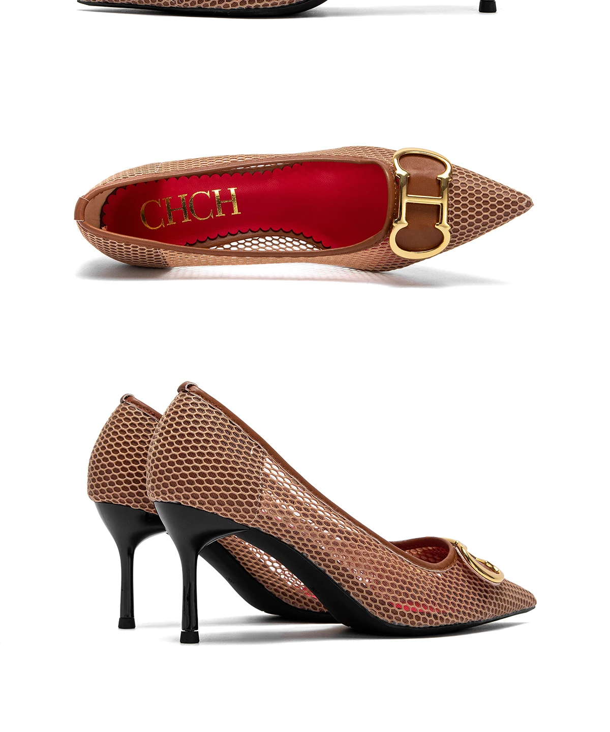 Women's Red Cutout 7cm Heels 5 Women's Red Cutout 7cm Heels