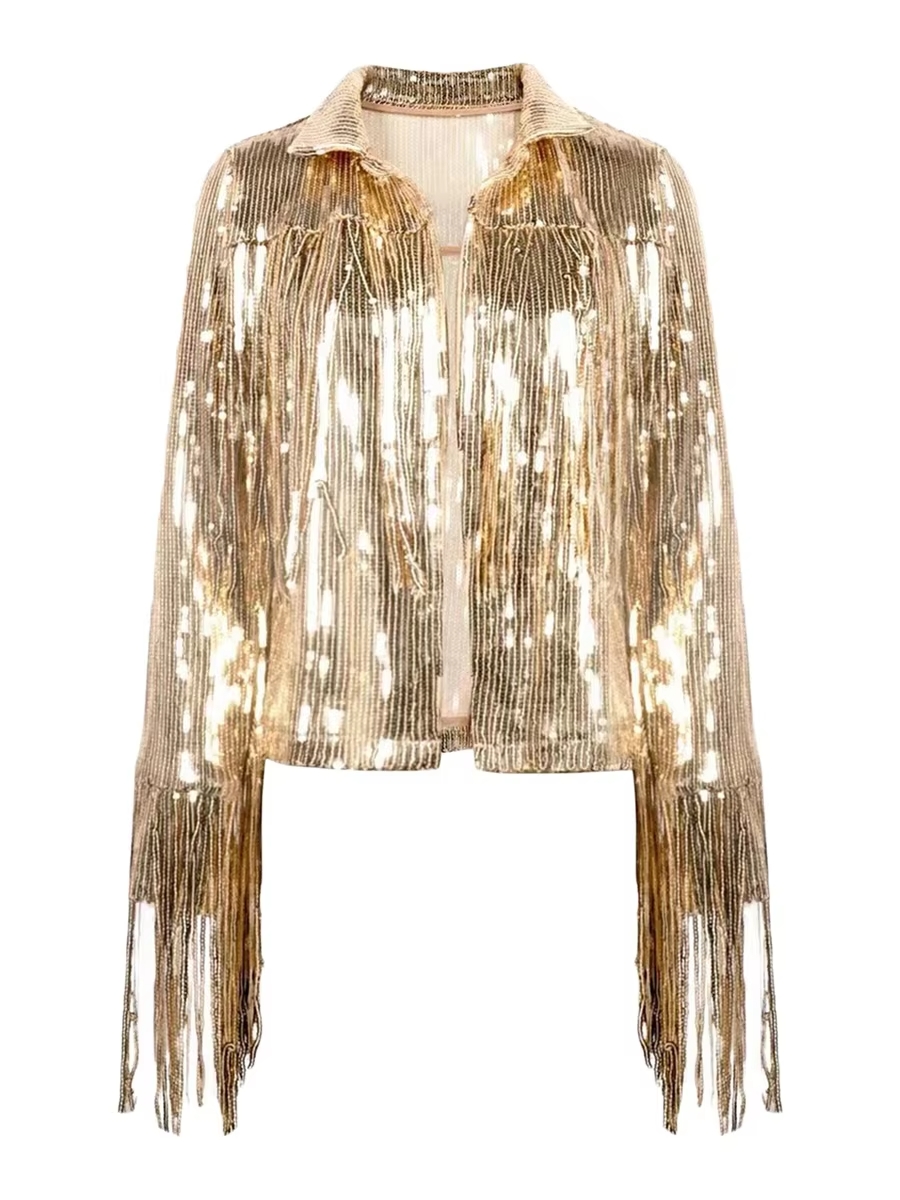 Sequined Tassel Open-Front Blazer - Women's