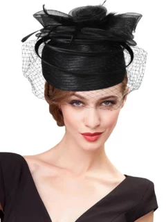 Elegant Feathered Veil Millinery Ornament – One Size