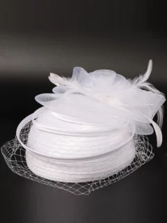 Elegant Feathered Veil Millinery Ornament – One Size