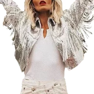 Sequined Tassel Open-Front Blazer – Women’s