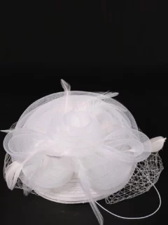 Elegant Feathered Veil Millinery Ornament – One Size