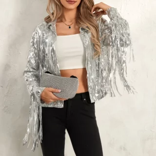Sequined Tassel Open-Front Blazer – Women’s