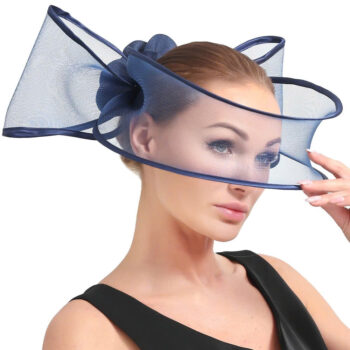 Navy Blue Pillbox Millinery Accessory - One Size