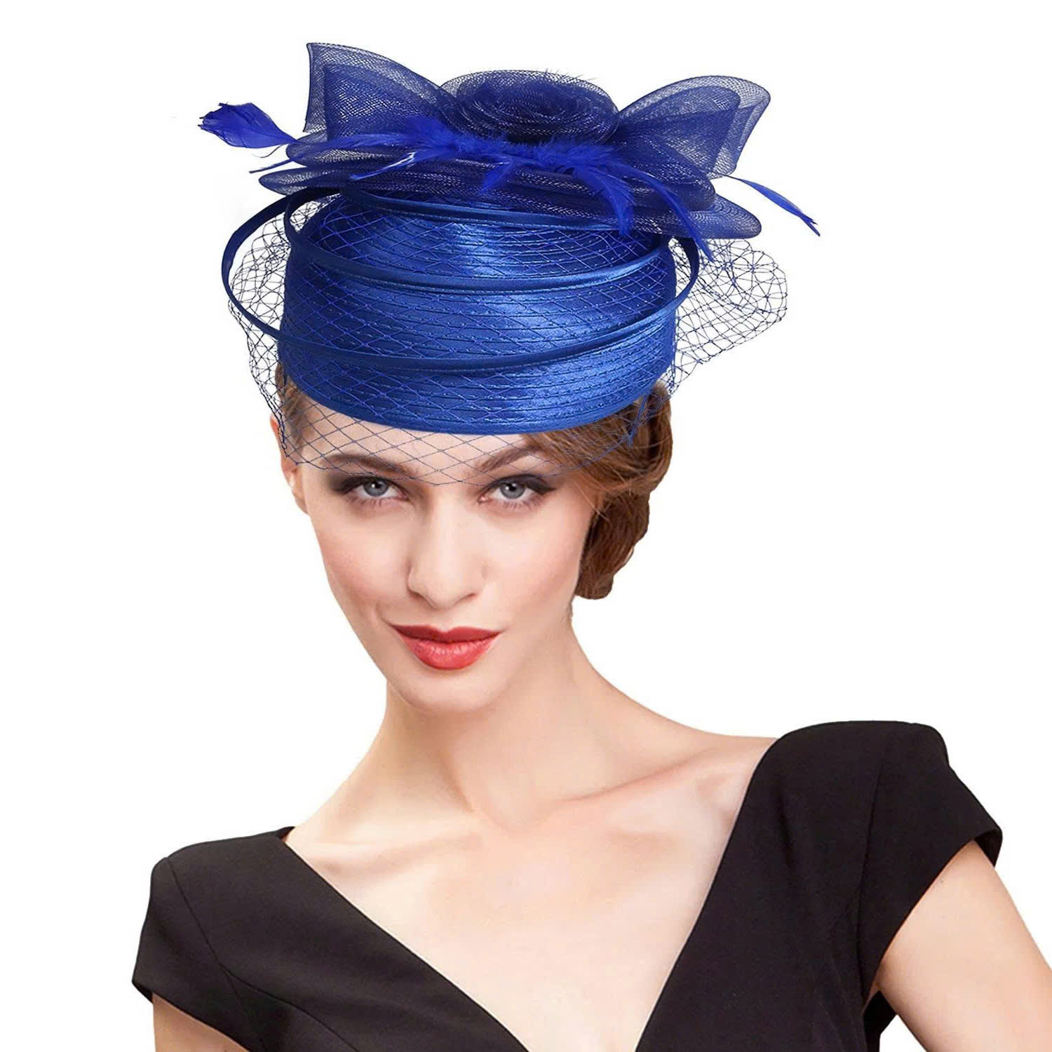 Elegant Feathered Veil Millinery Ornament - One Size