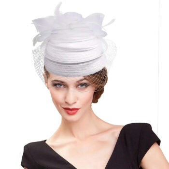 Elegant Feathered Veil Millinery Ornament - One Size