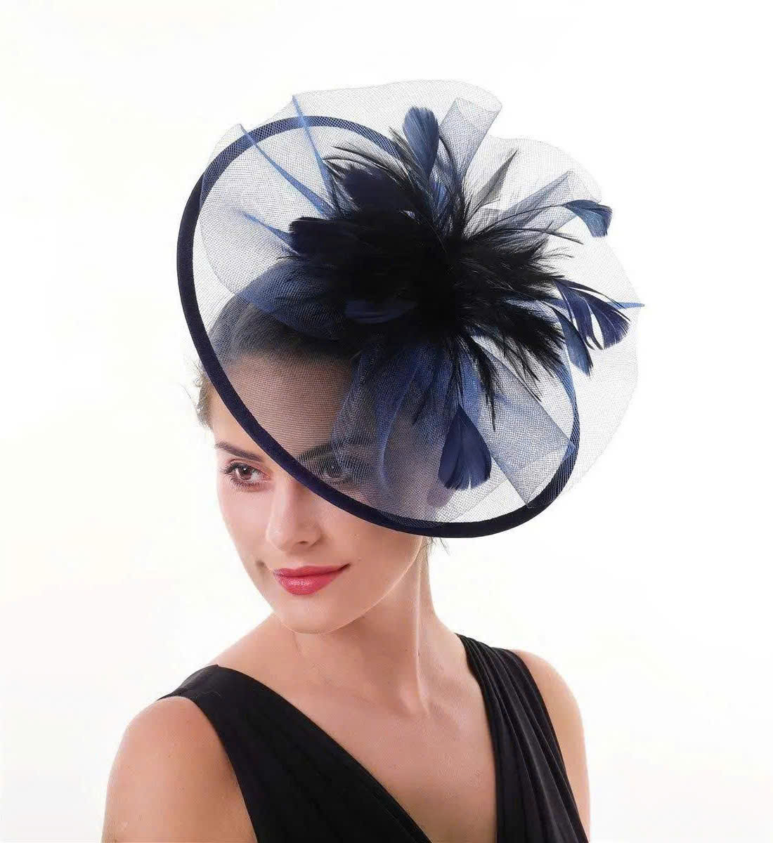 Mesh Flower Feather Headpiece - Women's