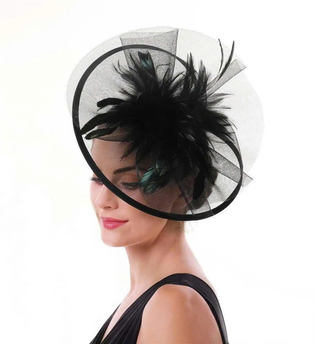 Mesh Flower Feather Headpiece - Women's 4 Mesh Flower Feather Headpiece - Women's